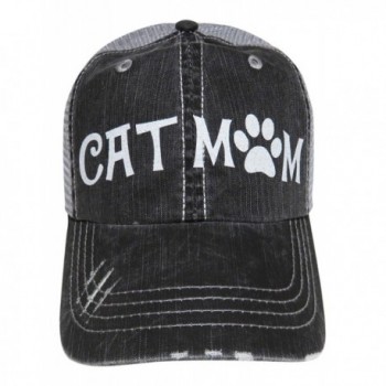 White Glitter Dog/Cat Mom Grey Trucker Baseball Cap Pet - Cat Mom - CE12KWG3YEH