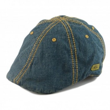 Mens Vintage Look 6pannel Duck Bill Curved Ivy Drivers Hat One Size-Elastic Band - Denim Blue - C812EYM94HB