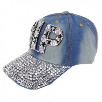 Desheng Womens Studded Rhinestone Baseball