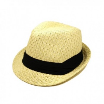 Premium Classic Natural Fedora Straw Hat with Black Band - CZ1107LKDID