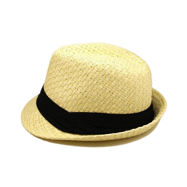 Premium Classic Natural Fedora Straw Hat with Black Band - CZ1107LKDID
