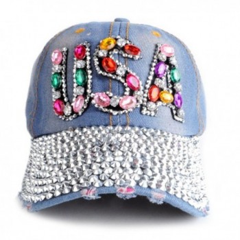 Ladies USA Denim Multicolor Studded Cap - Light - CS1844RAW7A