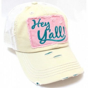 Seashell Stone Mesh Back "Hey Y'all" Embroidery Patch Trucker - CF183AR9XIR