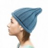 NYFASHION101 Exclusive Winter Cable Knit Rolled Up Brim Pointy Top Beanie Hat - Denim - CD1274IMDQB