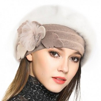 VECRY Women's 100% Wool Bucket Hat Felt Cloche Bow Dress Winter Hats - Angora-cream - CB1862LDH2A